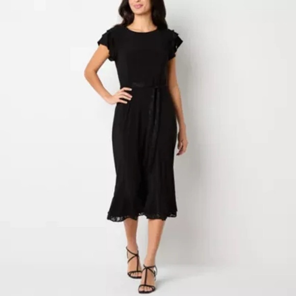 PERCEPTIONS Black Midi Dress - Picture 1 of 11